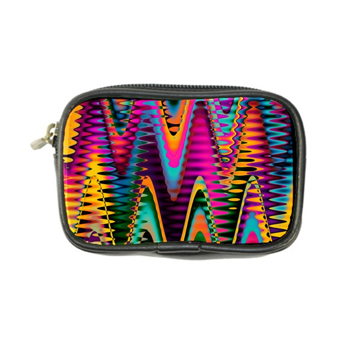 Multicolored Wave Distortion Zigzag Chevrons 2 Background Color Solid Black Coin Purse