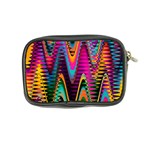 Multicolored Wave Distortion Zigzag Chevrons 2 Background Color Solid Black Coin Purse Back