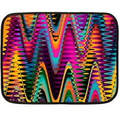 Multicolored Wave Distortion Zigzag Chevrons 2 Background Color Solid Black Double Sided Fleece Blanket (mini)  by EDDArt