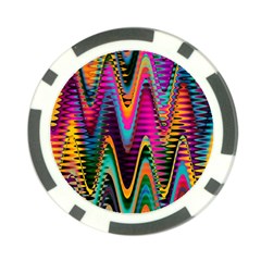 Multicolored Wave Distortion Zigzag Chevrons 2 Background Color Solid Black Poker Chip Card Guard (10 Pack) by EDDArt