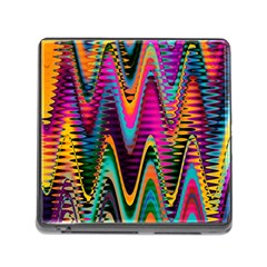 Multicolored Wave Distortion Zigzag Chevrons 2 Background Color Solid Black Memory Card Reader (square 5 Slot) by EDDArt