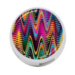 Multicolored Wave Distortion Zigzag Chevrons 2 Background Color Solid Black 4-port Usb Hub (one Side) by EDDArt