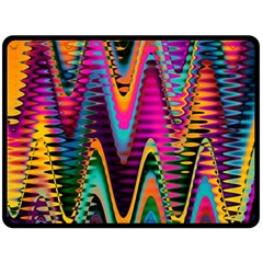 Multicolored Wave Distortion Zigzag Chevrons 2 Background Color Solid Black Fleece Blanket (large)  by EDDArt