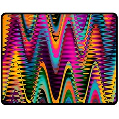 Multicolored Wave Distortion Zigzag Chevrons 2 Background Color Solid Black Fleece Blanket (medium)  by EDDArt