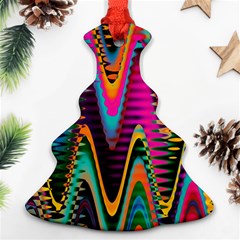 Multicolored Wave Distortion Zigzag Chevrons 2 Background Color Solid Black Christmas Tree Ornament (two Sides)