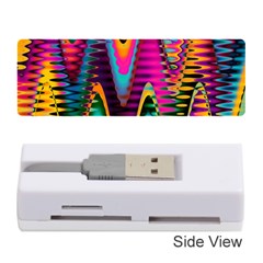 Multicolored Wave Distortion Zigzag Chevrons 2 Background Color Solid Black Memory Card Reader (stick) by EDDArt