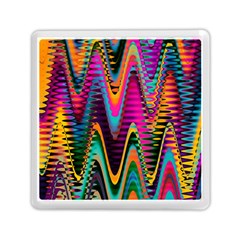 Multicolored Wave Distortion Zigzag Chevrons 2 Background Color Solid Black Memory Card Reader (square) by EDDArt