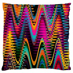 Multicolored Wave Distortion Zigzag Chevrons 2 Background Color Solid Black Large Cushion Case (two Sides) by EDDArt