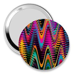 Multicolored Wave Distortion Zigzag Chevrons 2 Background Color Solid Black 3  Handbag Mirrors by EDDArt