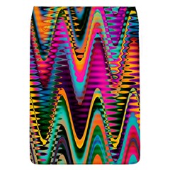 Multicolored Wave Distortion Zigzag Chevrons 2 Background Color Solid Black Removable Flap Cover (l) by EDDArt