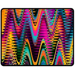 Multicolored Wave Distortion Zigzag Chevrons 2 Background Color Solid Black Double Sided Fleece Blanket (medium)  by EDDArt