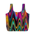 Multicolored Wave Distortion Zigzag Chevrons 2 Background Color Solid Black Full Print Recycle Bag (M) Front