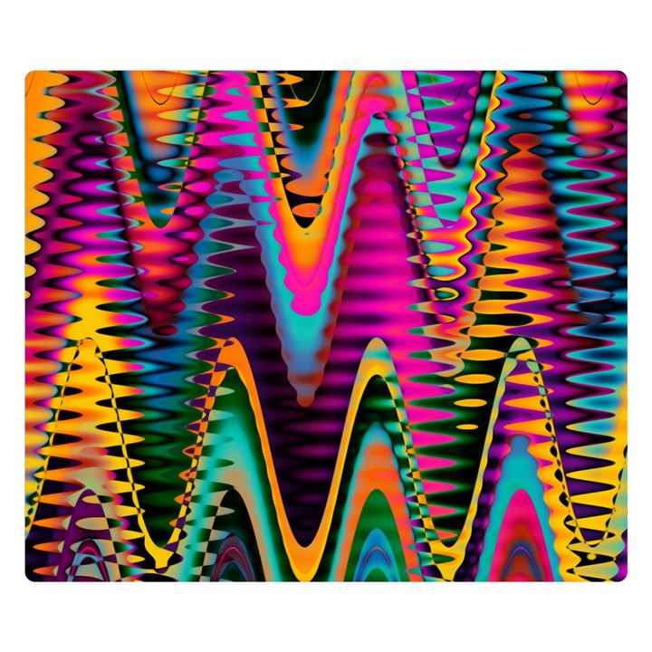 Multicolored Wave Distortion Zigzag Chevrons 2 Background Color Solid Black Double Sided Flano Blanket (Small) 