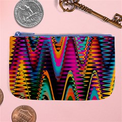 Multicolored Wave Distortion Zigzag Chevrons 2 Background Color Solid Black Large Coin Purse by EDDArt