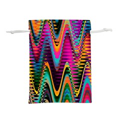 Multicolored Wave Distortion Zigzag Chevrons 2 Background Color Solid Black Lightweight Drawstring Pouch (l)