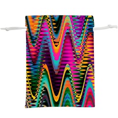 Multicolored Wave Distortion Zigzag Chevrons 2 Background Color Solid Black  Lightweight Drawstring Pouch (xl) by EDDArt