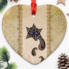 The Fantasy Eye, Mandala Design Heart Ornament (two Sides) by FantasyWorld7