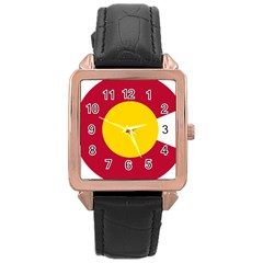 Colorado State Flag Symbol Rose Gold Leather Watch  by FlagGallery