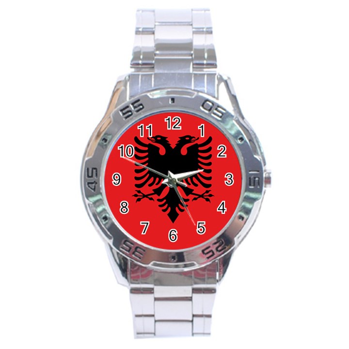 Albania Flag Stainless Steel Analogue Watch