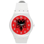 Albania Flag Round Plastic Sport Watch (M) Front