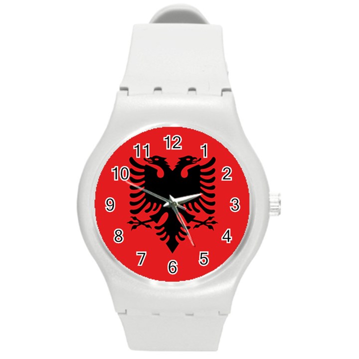 Albania Flag Round Plastic Sport Watch (M)