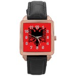 Albania Flag Rose Gold Leather Watch  Front