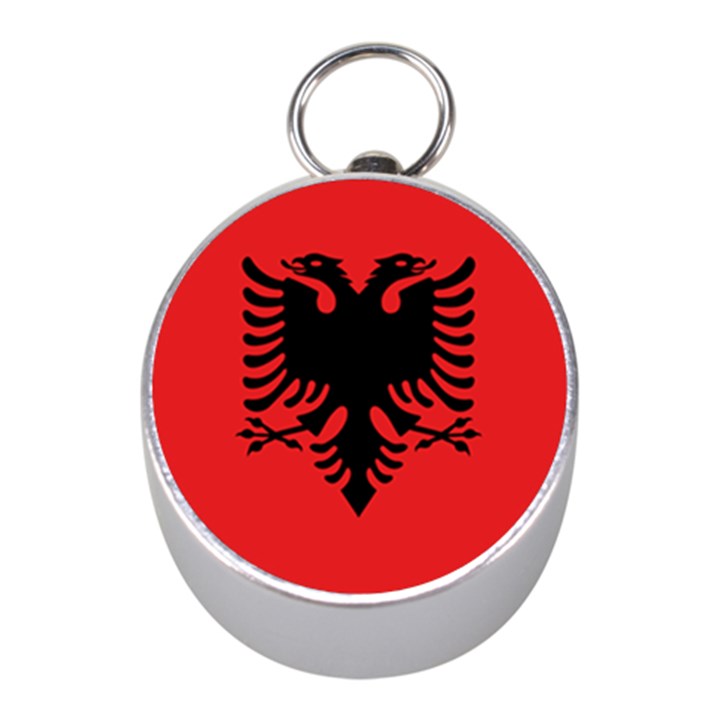 Albania Flag Mini Silver Compasses