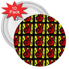 Peace 3  Buttons (10 Pack)  by ArtworkByPatrick