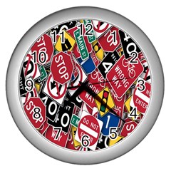 Road Signs Wall Clock (silver) by ArtworkByPatrick