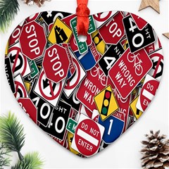 Road Signs Heart Ornament (two Sides) by ArtworkByPatrick