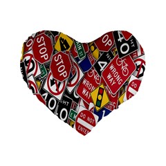 Road Signs Standard 16  Premium Heart Shape Cushions by ArtworkByPatrick