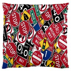 Road Signs Large Flano Cushion Case (one Side) by ArtworkByPatrick