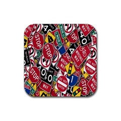 Road Signs Rubber Coaster (square)  by ArtworkByPatrick