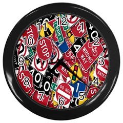 Road Signs Wall Clock (black) by ArtworkByPatrick