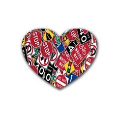 Road Signs Rubber Coaster (heart)  by ArtworkByPatrick