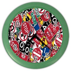 Road Signs Color Wall Clock by ArtworkByPatrick