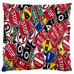 Road Signs Large Cushion Case (one Side) by ArtworkByPatrick