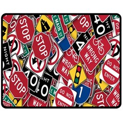 Road Signs Double Sided Fleece Blanket (medium)  by ArtworkByPatrick