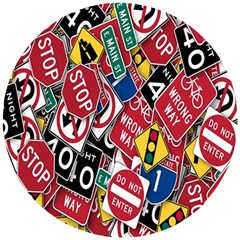 Road Signs Wooden Puzzle Round by ArtworkByPatrick