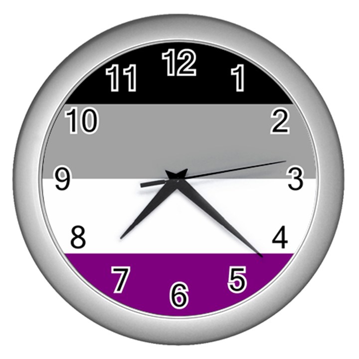 Asexual Pride Flag LGBTQ Wall Clock (Silver)