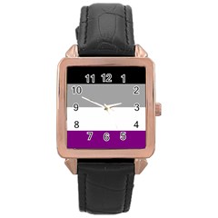 Asexual Pride Flag Lgbtq Rose Gold Leather Watch  by lgbtnation