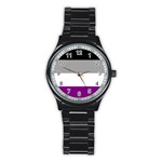 Asexual Pride Flag LGBTQ Stainless Steel Round Watch Front