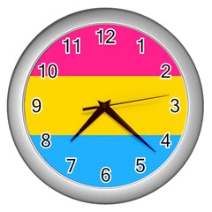 Pansexual Pride Flag Wall Clock (silver) by lgbtnation