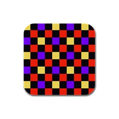 Checkerboard Again Rubber Square Coaster (4 Pack) 