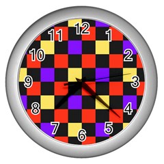 Checkerboard Again Wall Clock (silver)