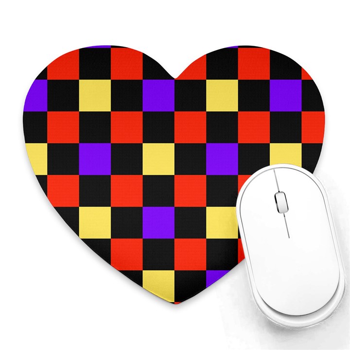 Checkerboard Again Heart Mousepads