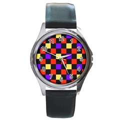 Checkerboard Again Round Metal Watch by impacteesstreetwearseven