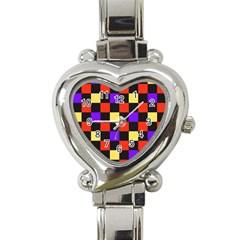 Checkerboard Again Heart Italian Charm Watch