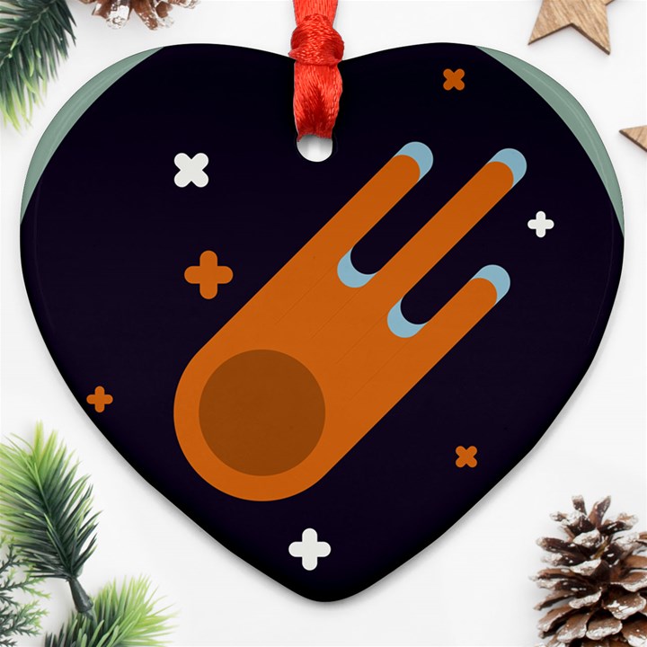 Meteor Meteorite Space Comet Ornament (Heart)