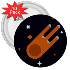 Meteor Meteorite Space Comet 3  Buttons (10 Pack)  by Pakrebo